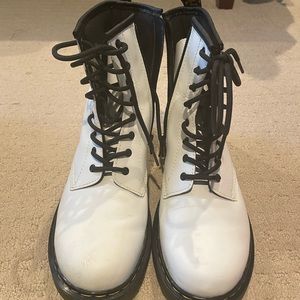 White Dr Martens Lace Up Kids Boots Size 7
